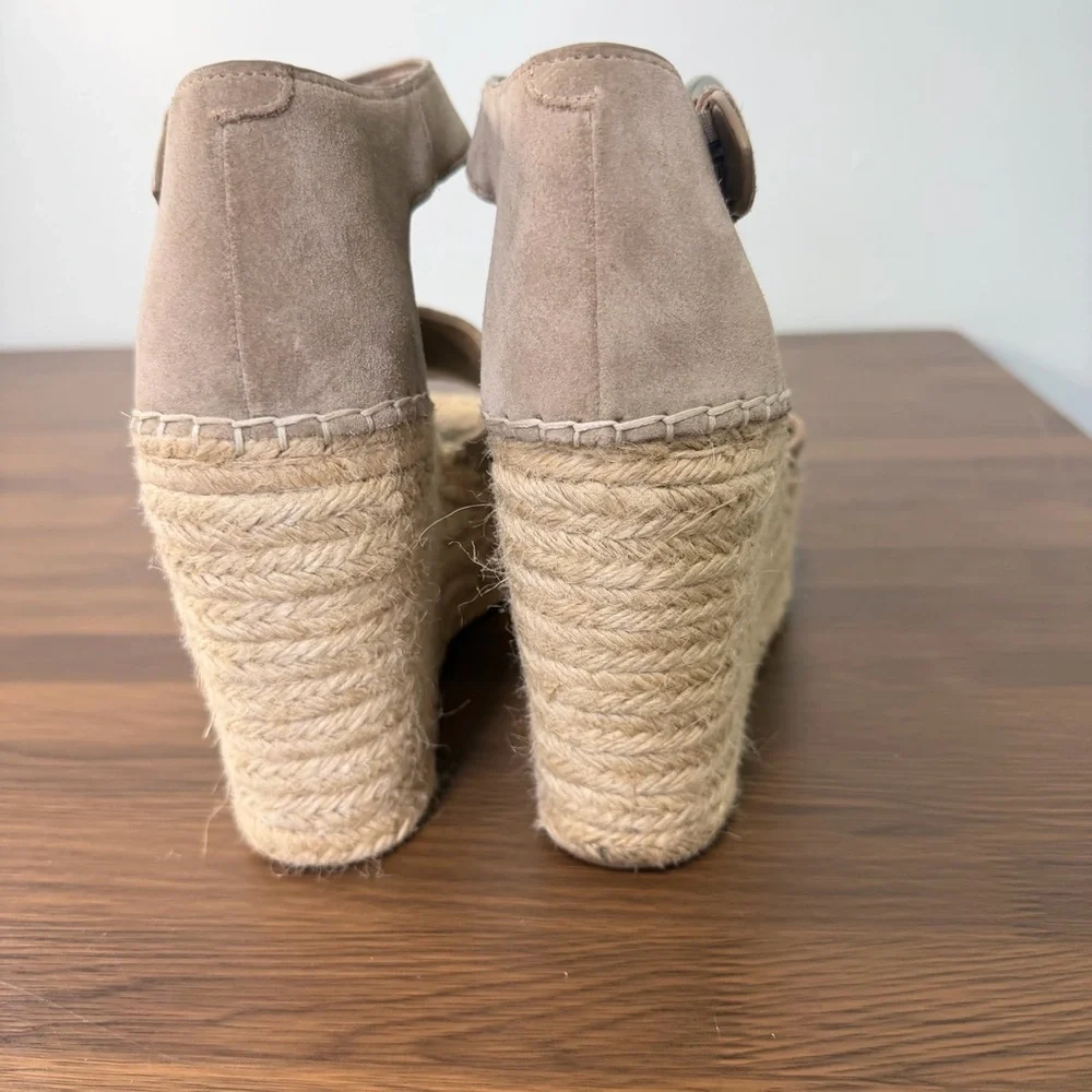 Marc Fisher Alida Espadrille Taupe Suede Wedge Sandals‎ Sz 11